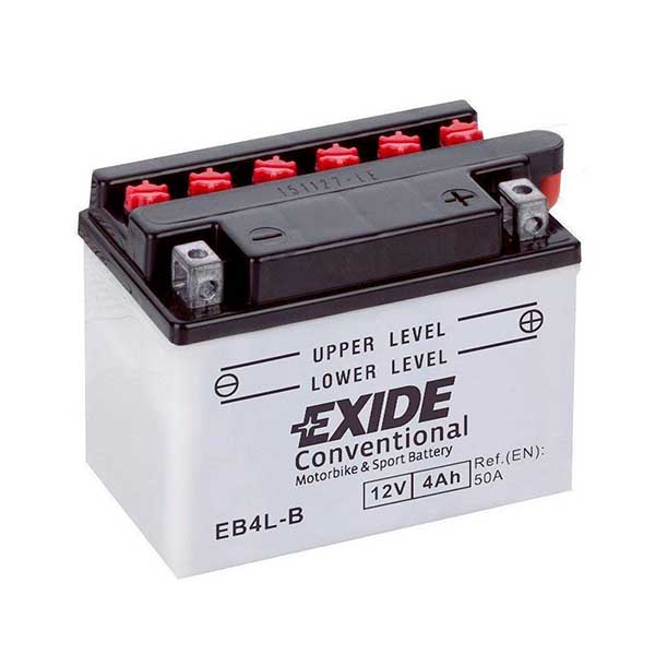 Акумулятор EXIDE (EB4L-B) 4Ач, 50А, 70/120/92, 12V, +/-