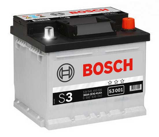 Акумулятор BOSCH (S3001) 41Ач, 360А, 175/207/175, 12V, -/+