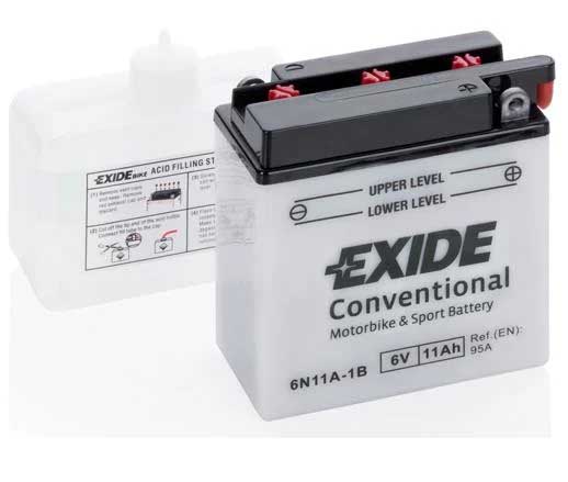 Акумулятор EXIDE (6N11A-1B) 11Ач, 95А, 59/121/131, 6V, +/-