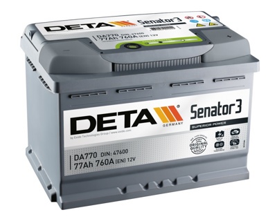 Аккумулятор DETA SENATOR 3 75Ач, 630А, 170/272/225, 12V, -/+