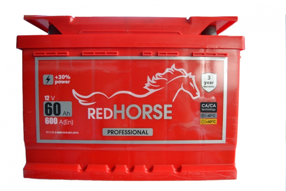 Аккумулятор RED HORSE Professional 50Ач, 480А, 175/207/175, 12V, +/-