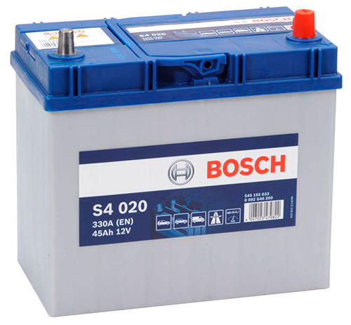 Аккумулятор BOSCH (S4020) 45Ач, 330А, 129/238/227, 12V, +/-