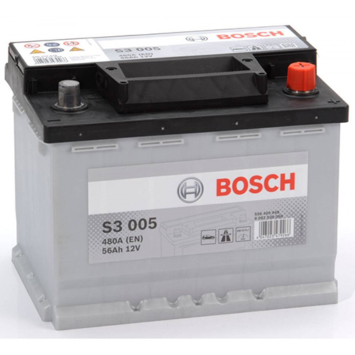 Акумулятор BOSCH (S3005) 56Ач, 480А, 175/242/190, 12V, -/+