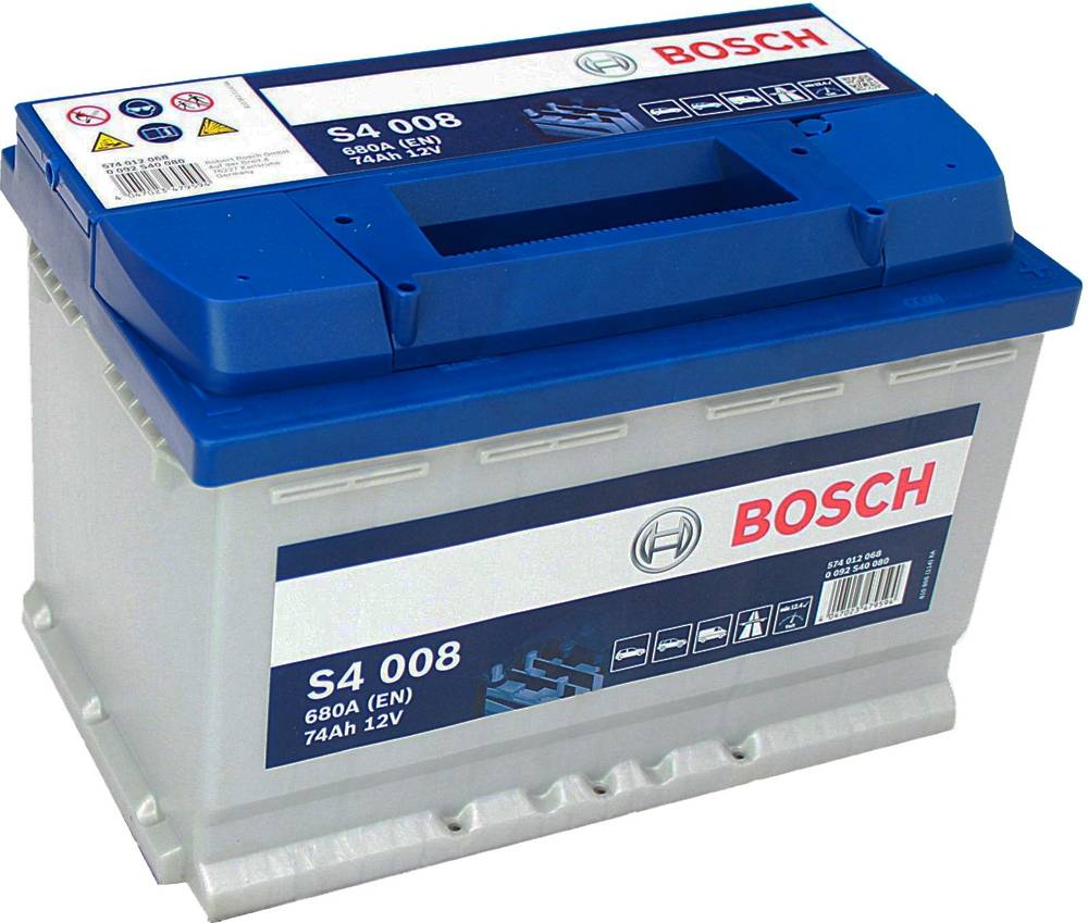 Акумулятор BOSCH (S4008) 74Ач, 680А, 175/278/190, 12V, -/+