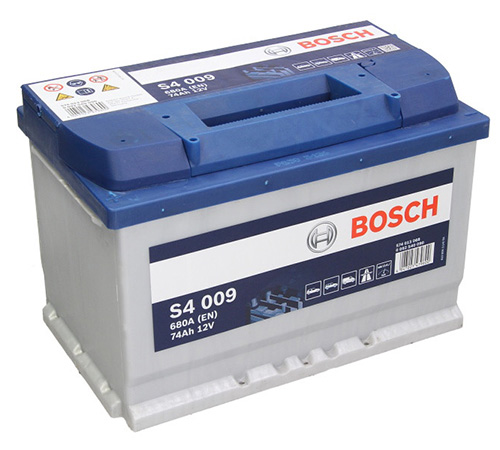 Акумулятор BOSCH (S4009) 74Ач, 680А, 175/278/190, 12V, +/-