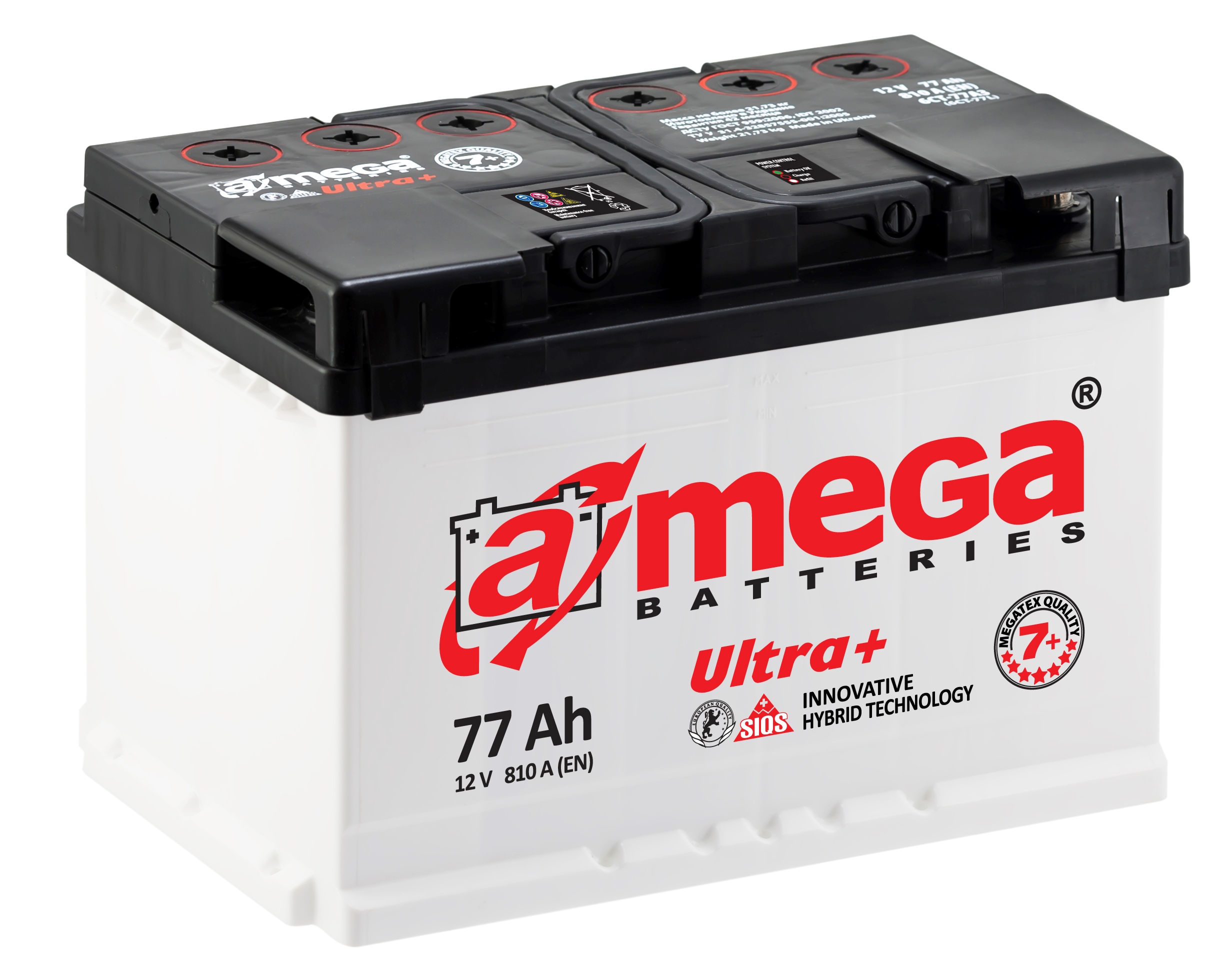 Аккумулятор A-MEGA ULTRA+ 62Ач, 610А, 174/242/190, 12V, -/+